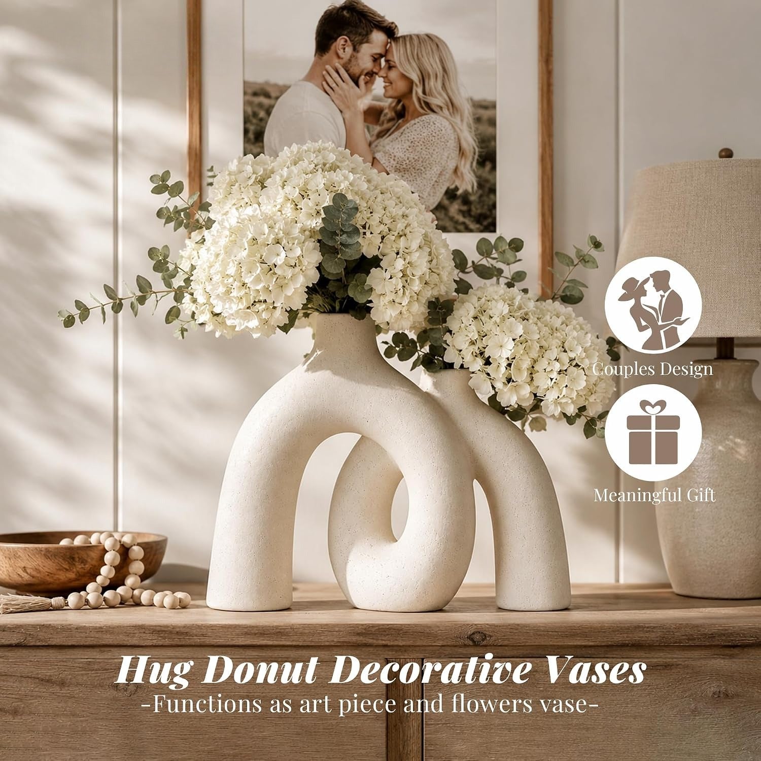 Cream Ceramic Donut Vases Boho Home Table Decor