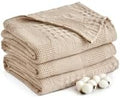 Khaki Check Waffle Cotton Farmhouse Throw Blanket