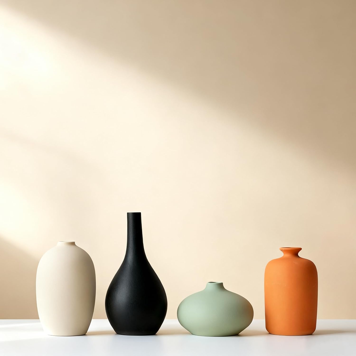 Matte Ceramic Vases 4 Pack Boho Home Table Decor