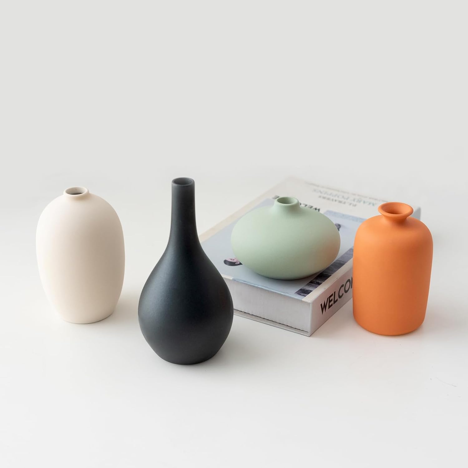 Matte Ceramic Vases 4 Pack Boho Home Table Decor