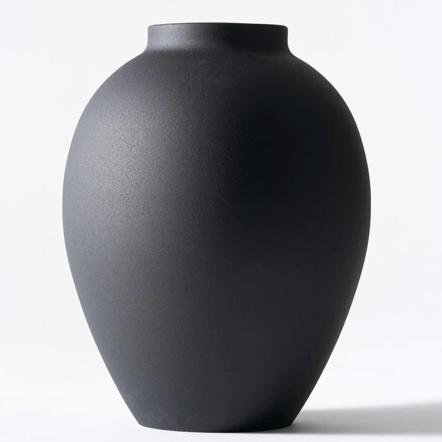 Matte Black Tall Round Iron Decor Vase