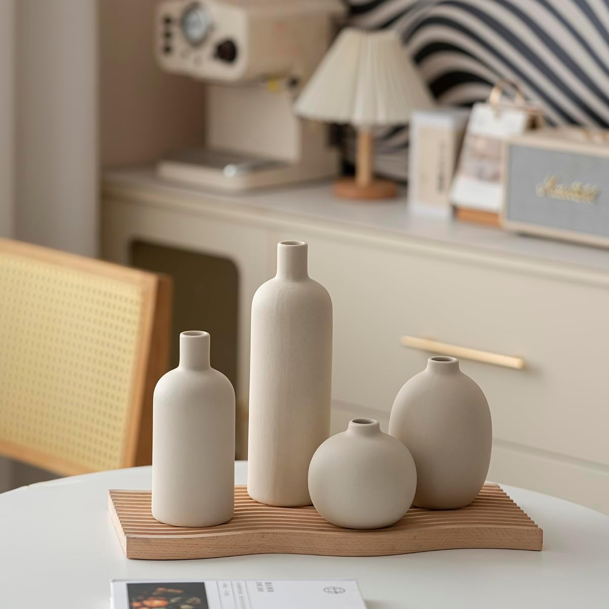 Beige Neutral Modern Ceramic Vase Set Four