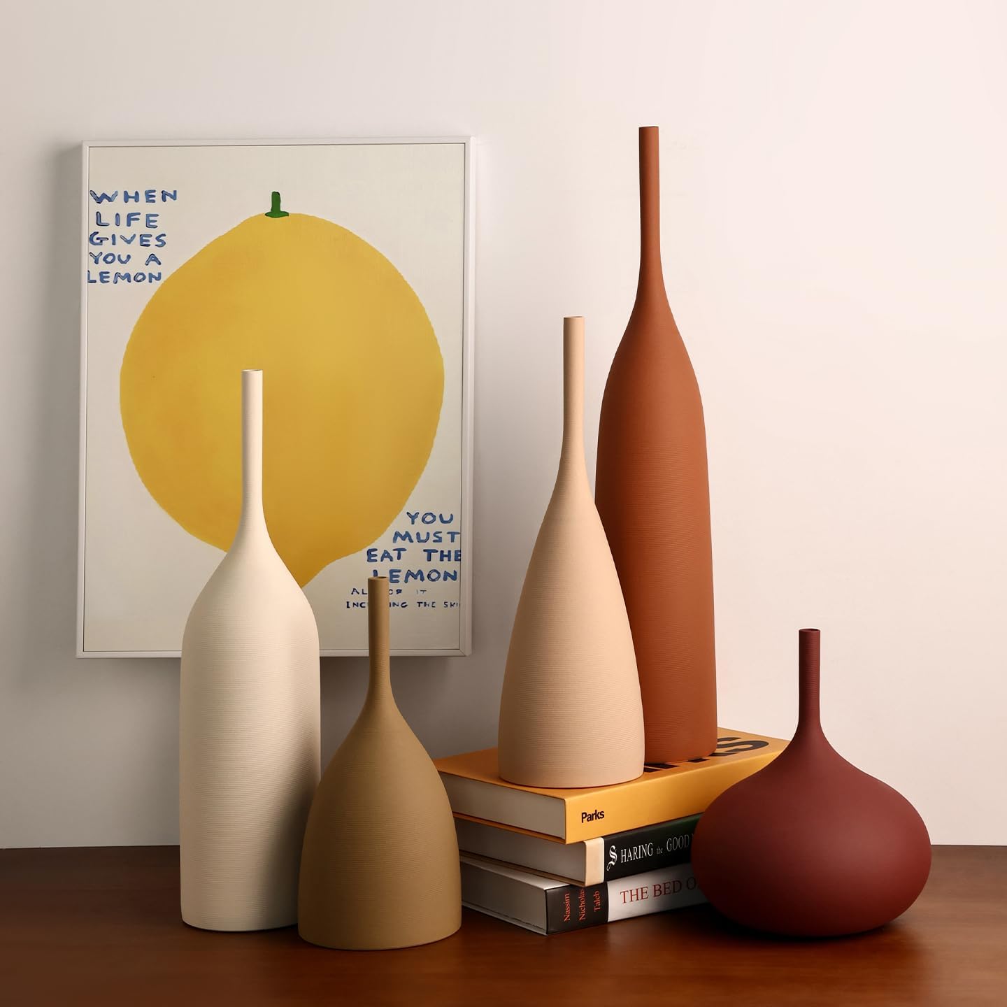 Matte Boho Ceramic Vase Set of Three