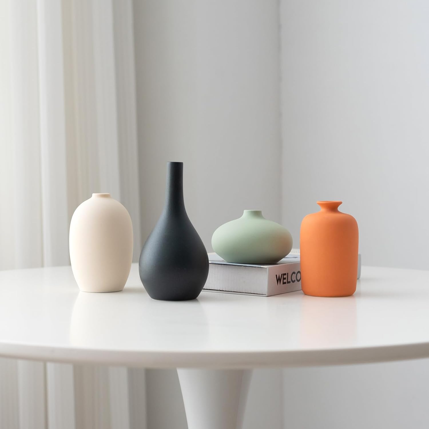 Matte Ceramic Vases 4 Pack Boho Home Table Decor