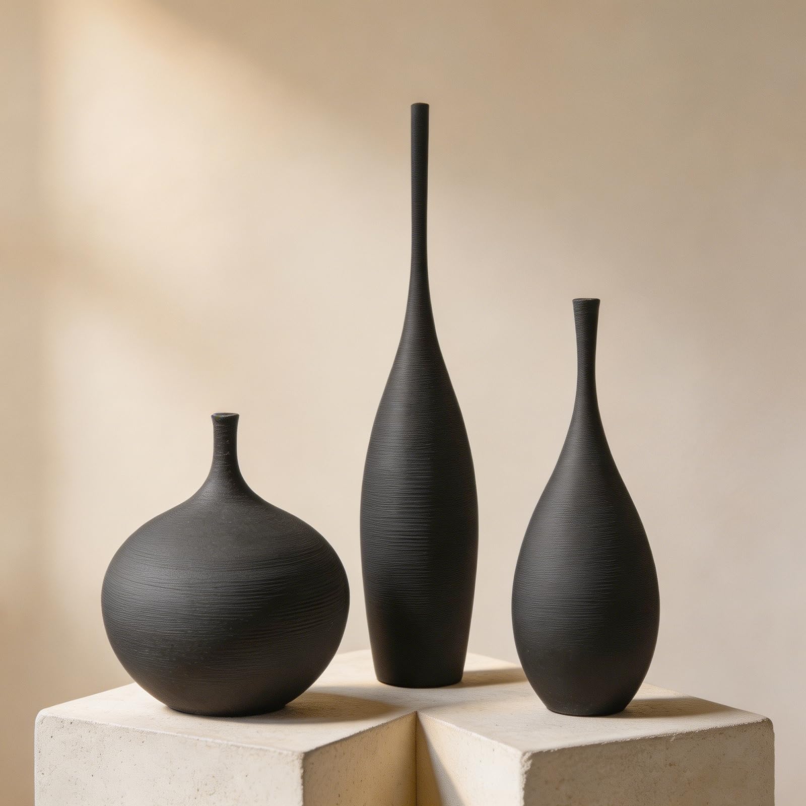 Matte Boho Ceramic Vase Set of Three