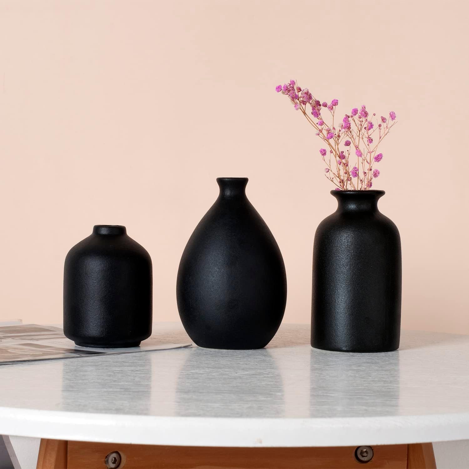 Matte Black Ceramic Vase Set of Four