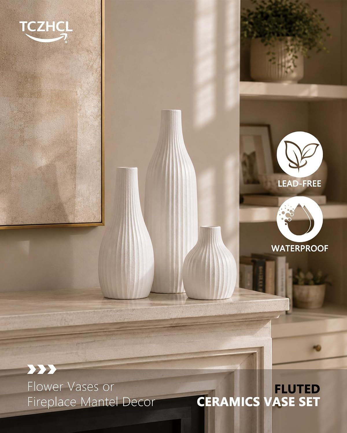 Minimal White Nordic Ceramic Vase Set Three