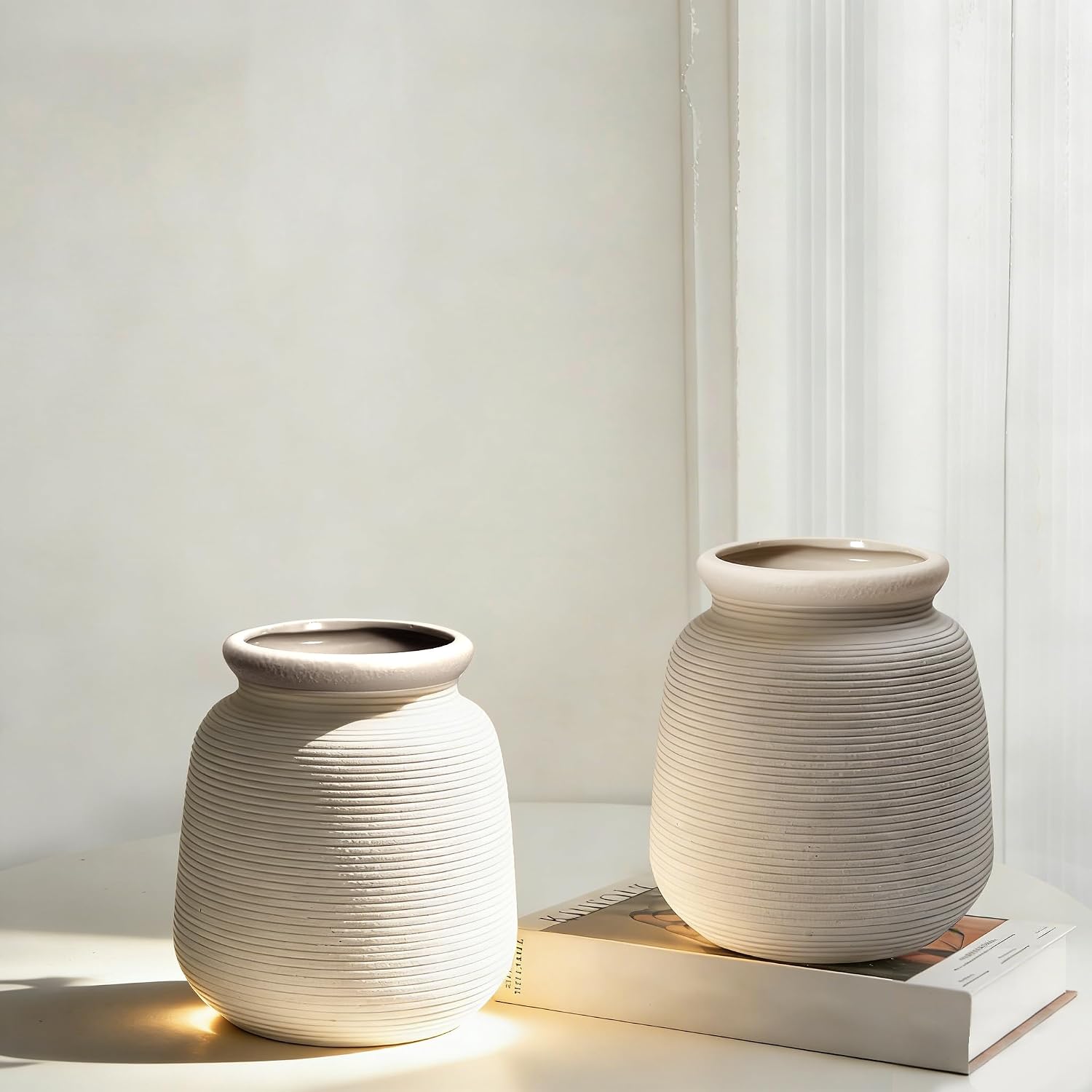 Rustic Handcrafted Ceramic Vase Set of Two