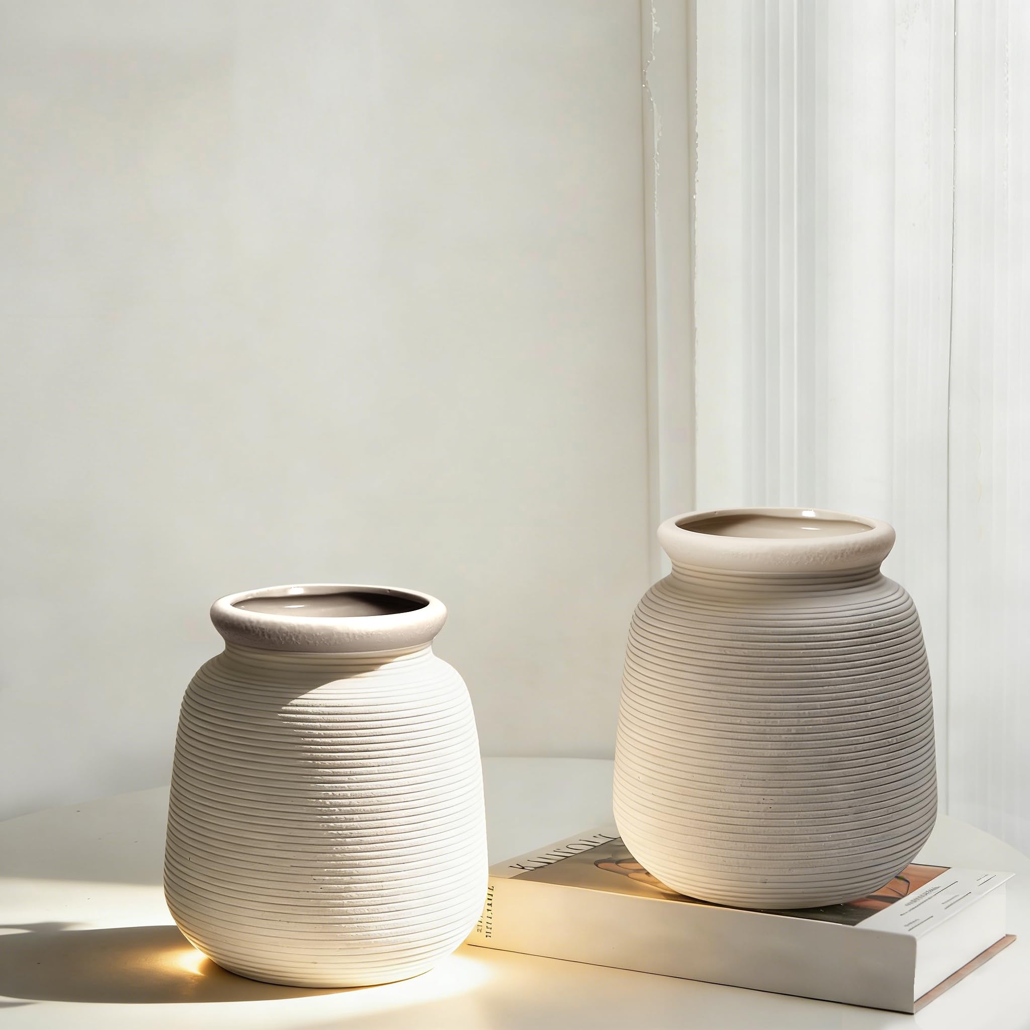Rustic Handcrafted Ceramic Vase Set of Two
