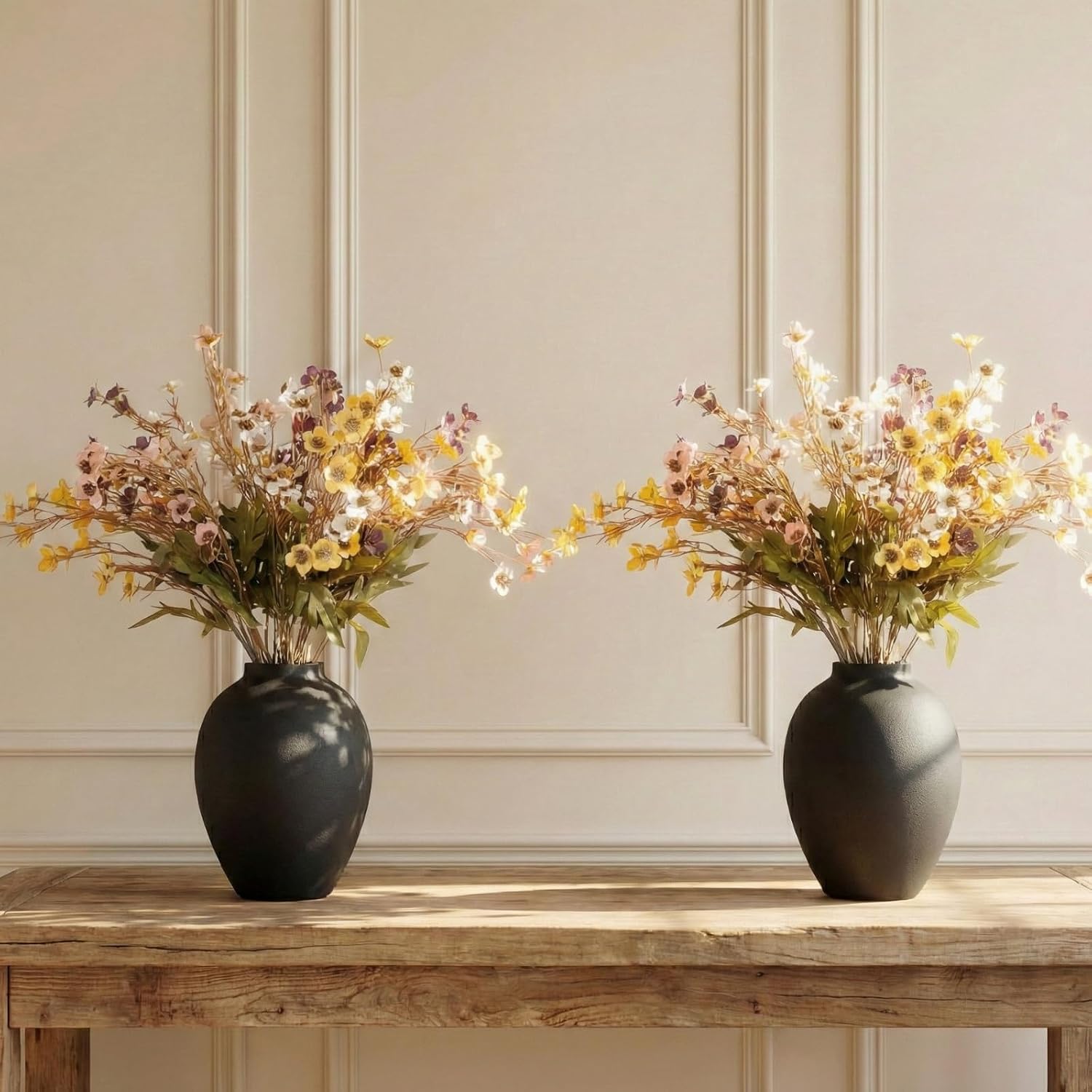Matte Black Tall Round Iron Decor Vase