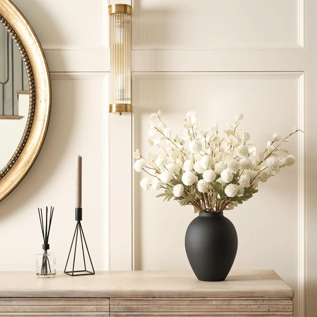 Matte Black Tall Round Iron Decor Vase