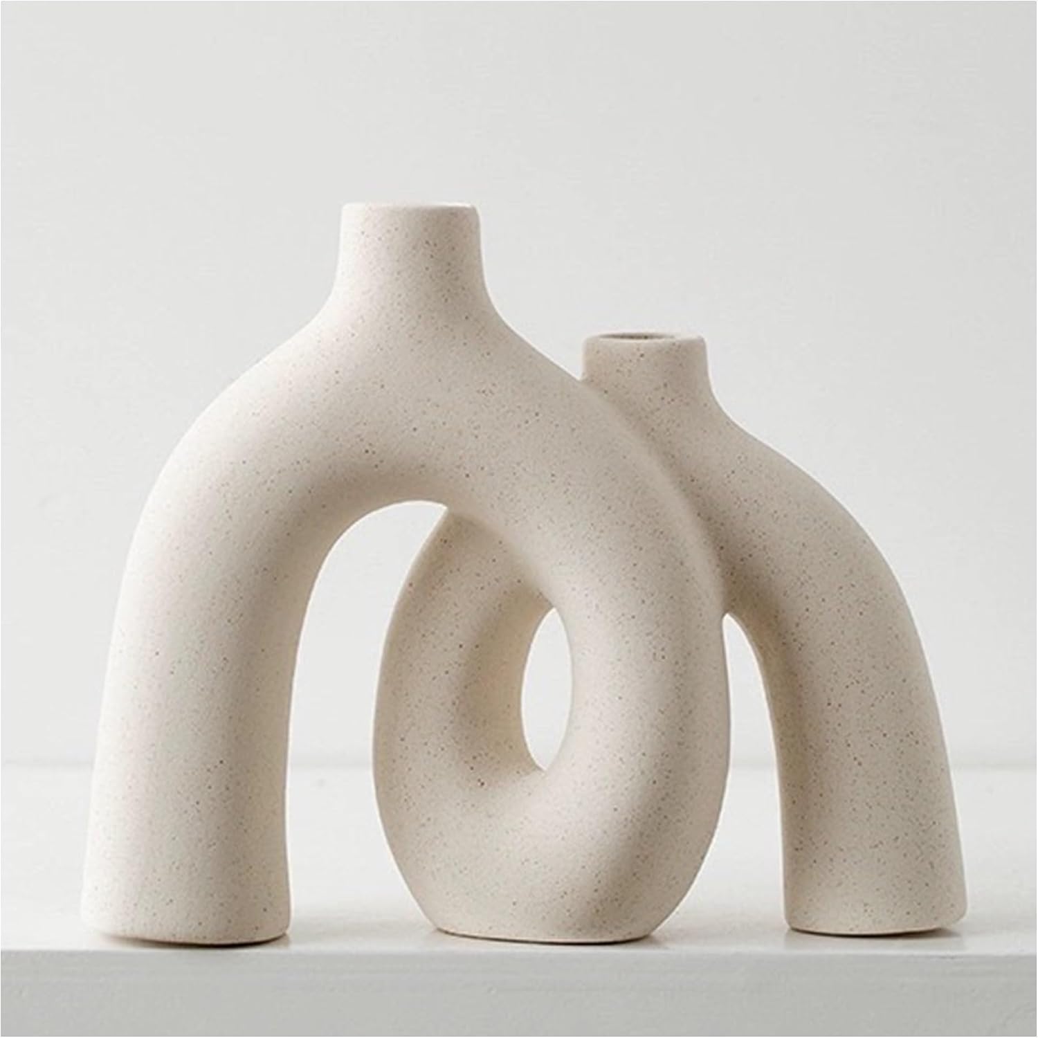Cream Ceramic Donut Vases Boho Home Table Decor