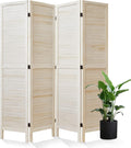 Whitewashed 4 Panel Wood Louvered Room Divider