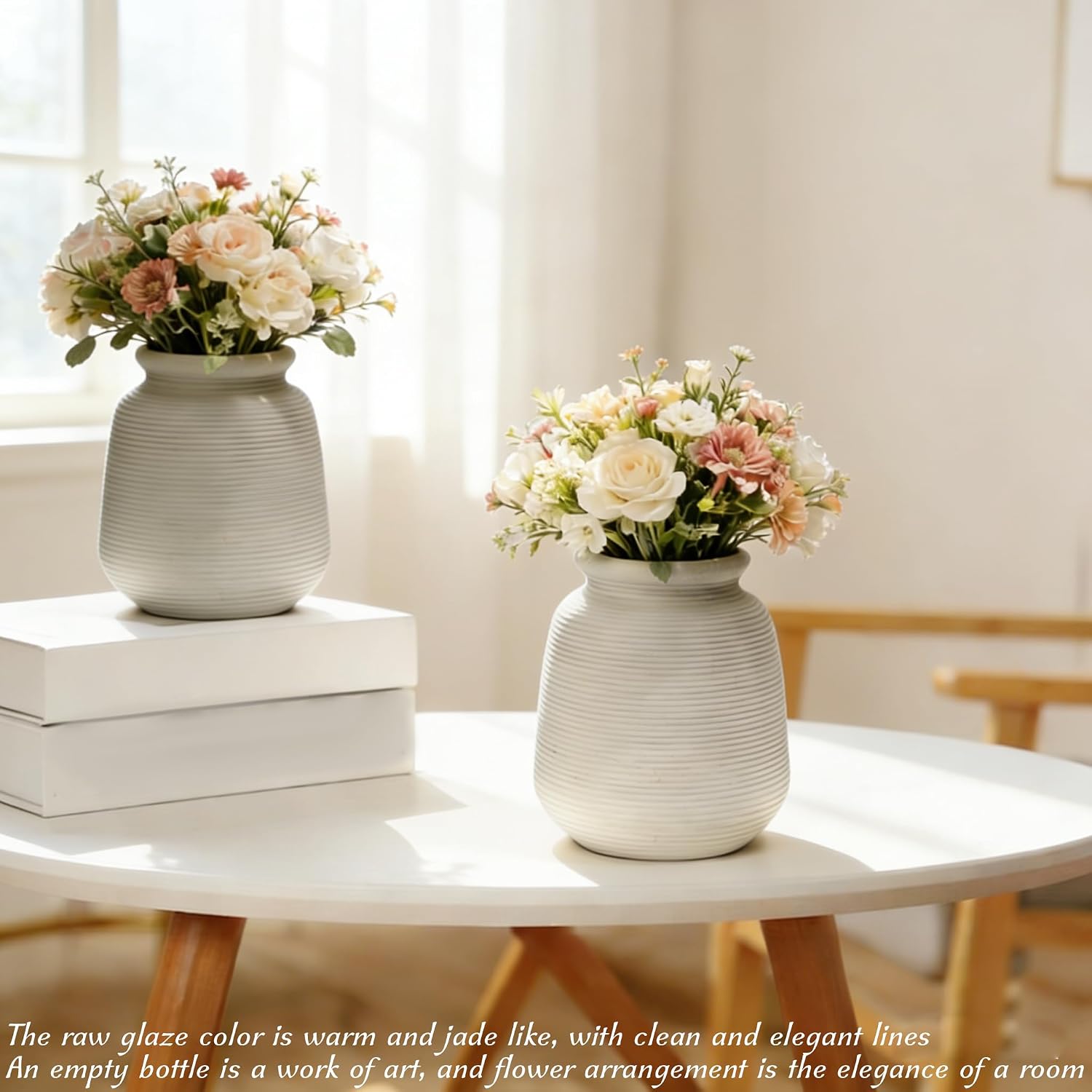 Rustic Handcrafted Ceramic Vase Set of Two