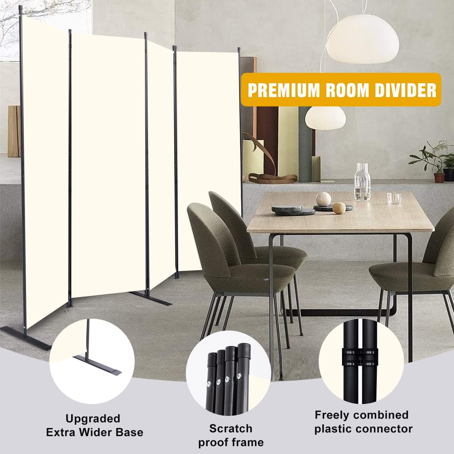 4 Panel Fabric Folding Stable Privacy Room Divider