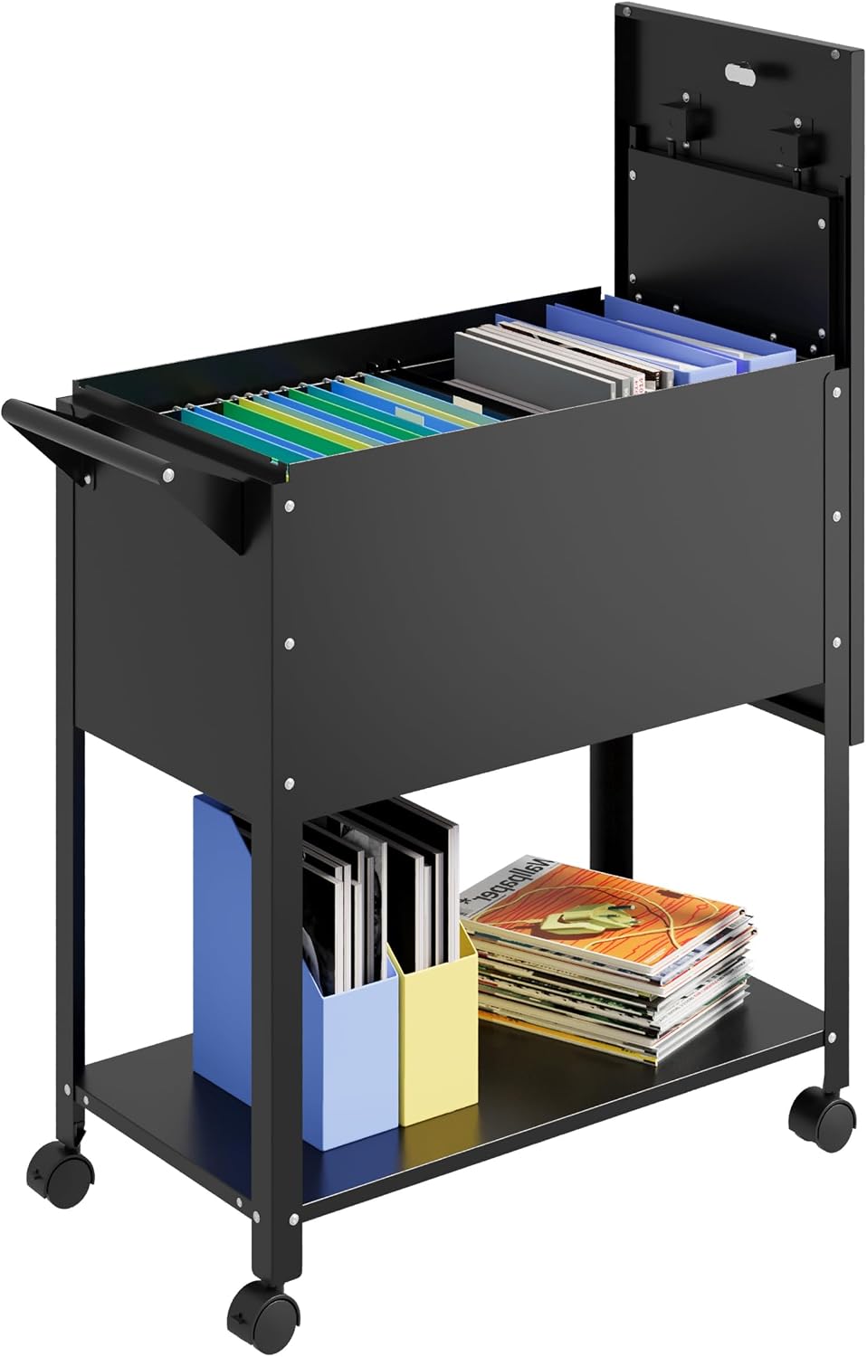 Locked Rolling File Cart Office Document Storage Organizer