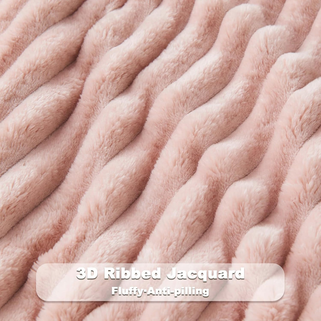 Pink Ribbed Flannel Queen Size All Season Blanket