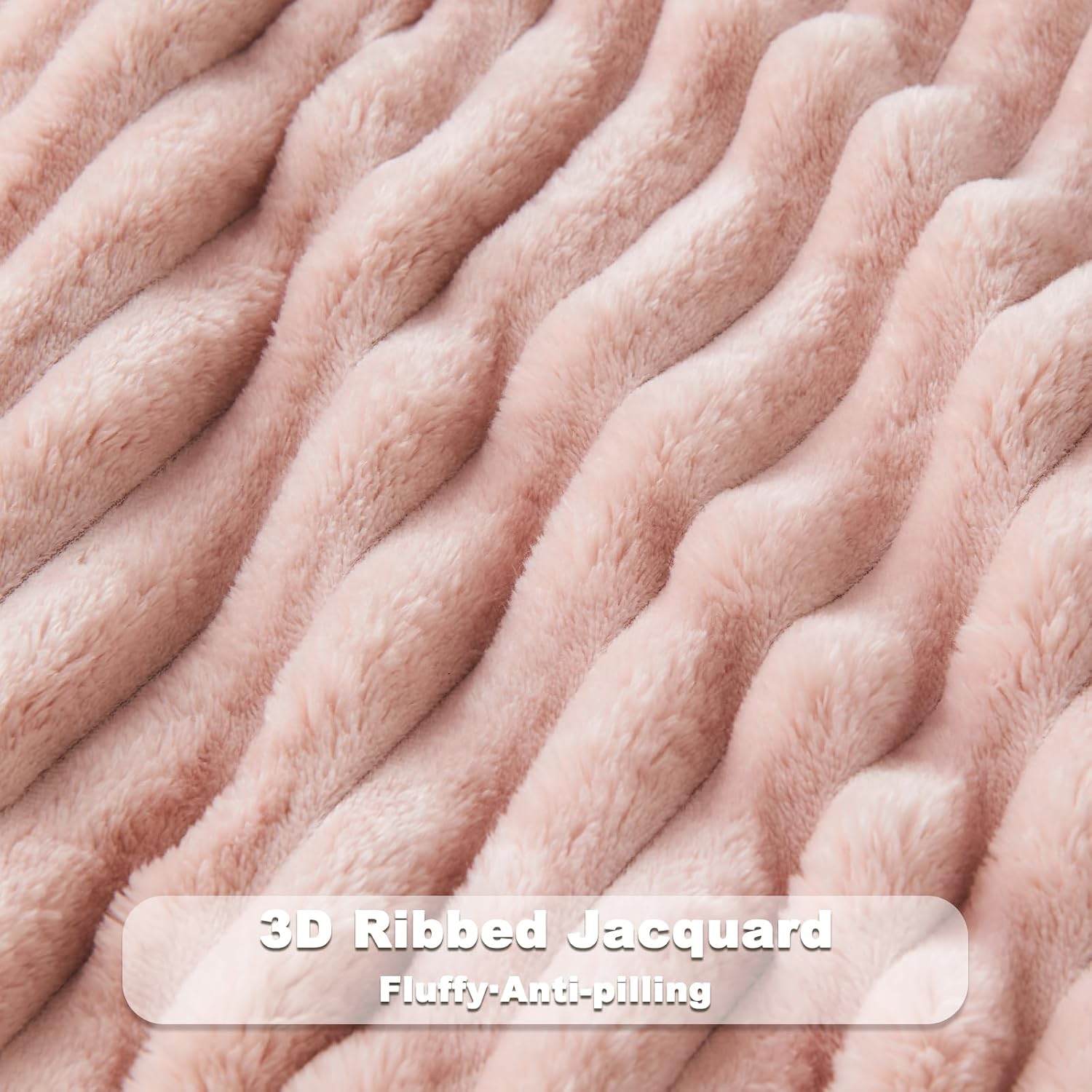 Pink Ribbed Flannel Queen Size All Season Blanket