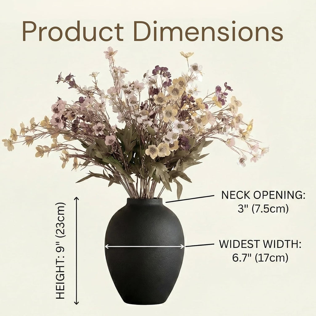 Matte Black Tall Round Iron Decor Vase