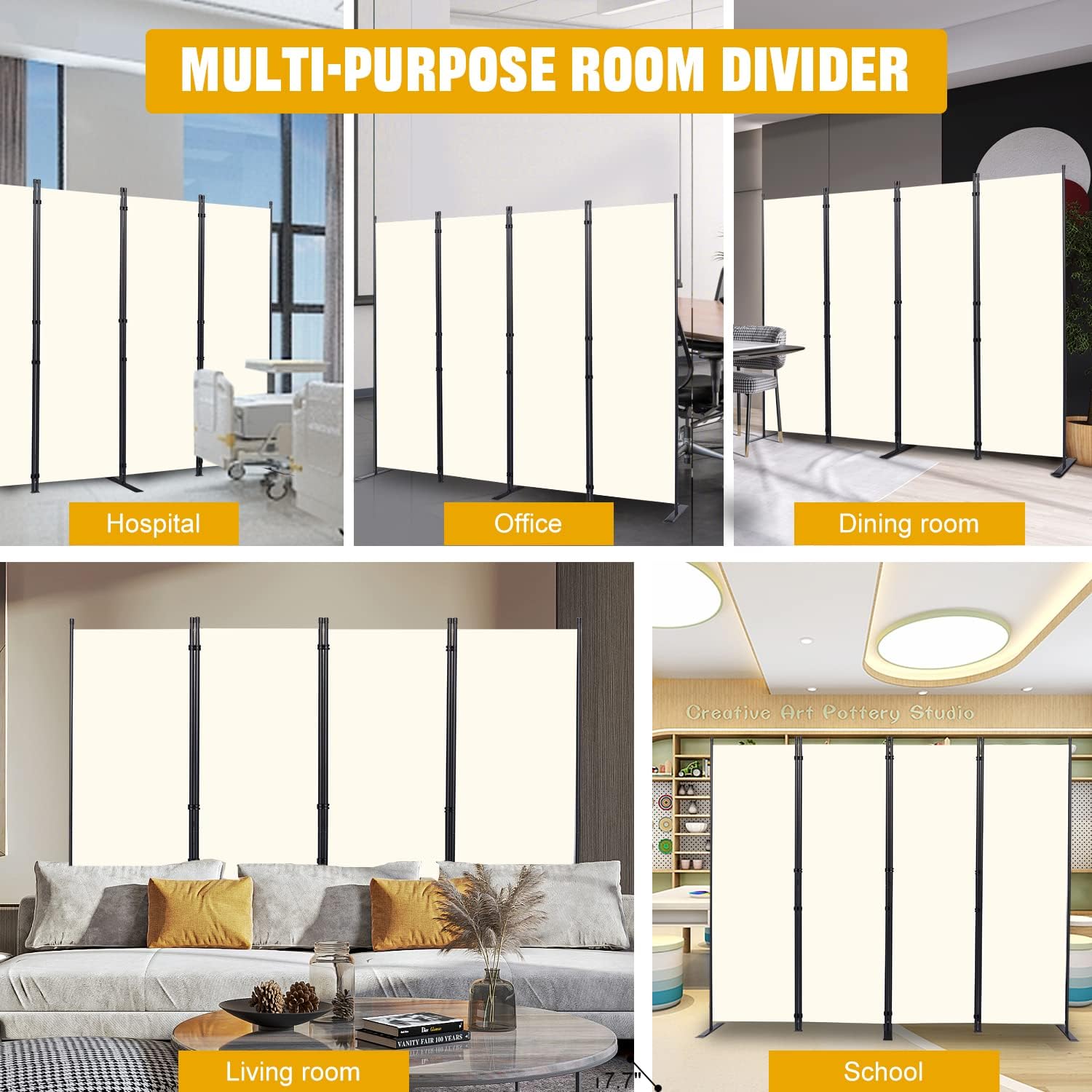 4 Panel Fabric Folding Stable Privacy Room Divider