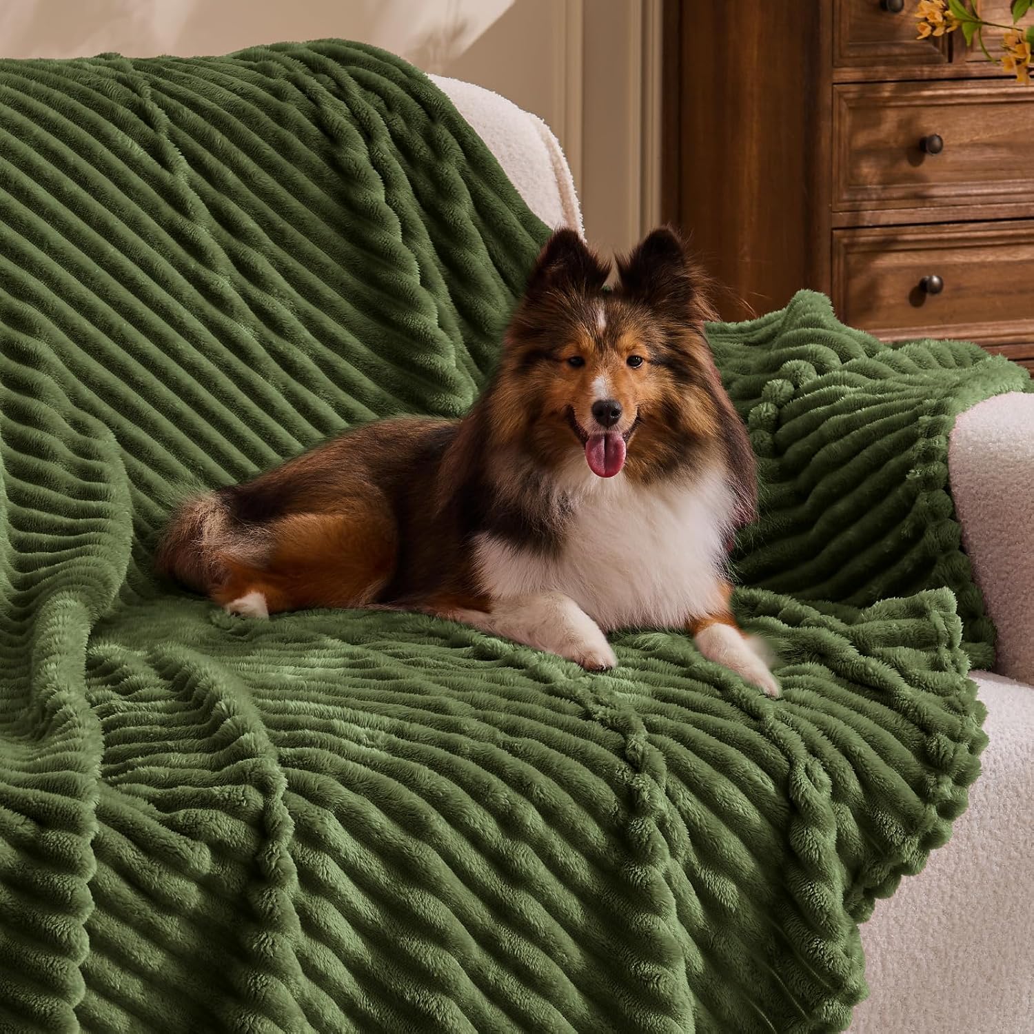 Ribbed Moss Fleece Twin Size Cozy Bed Blanket