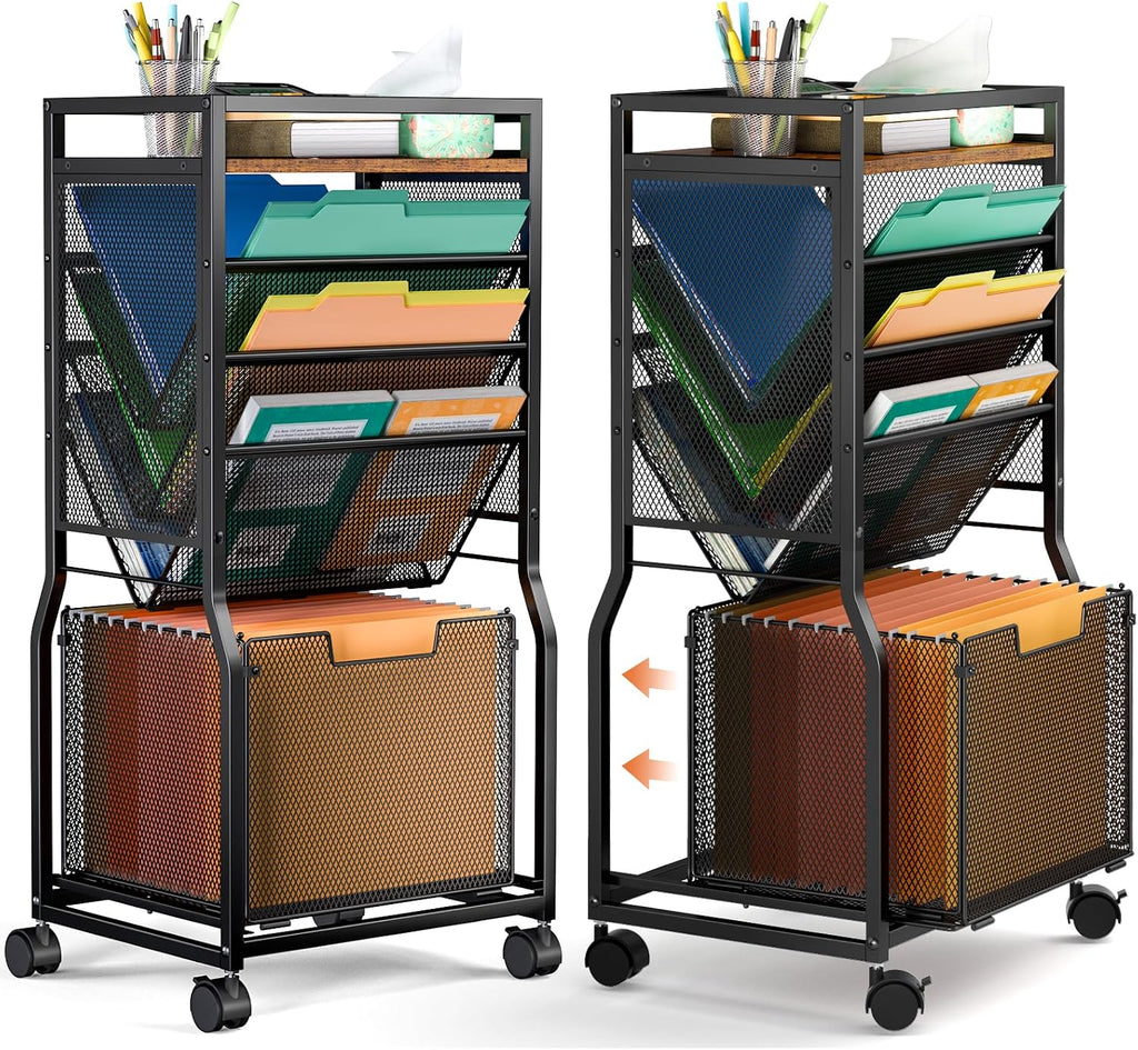 8 Tier Rolling File Cart Dual Access Desk Storage Organizer