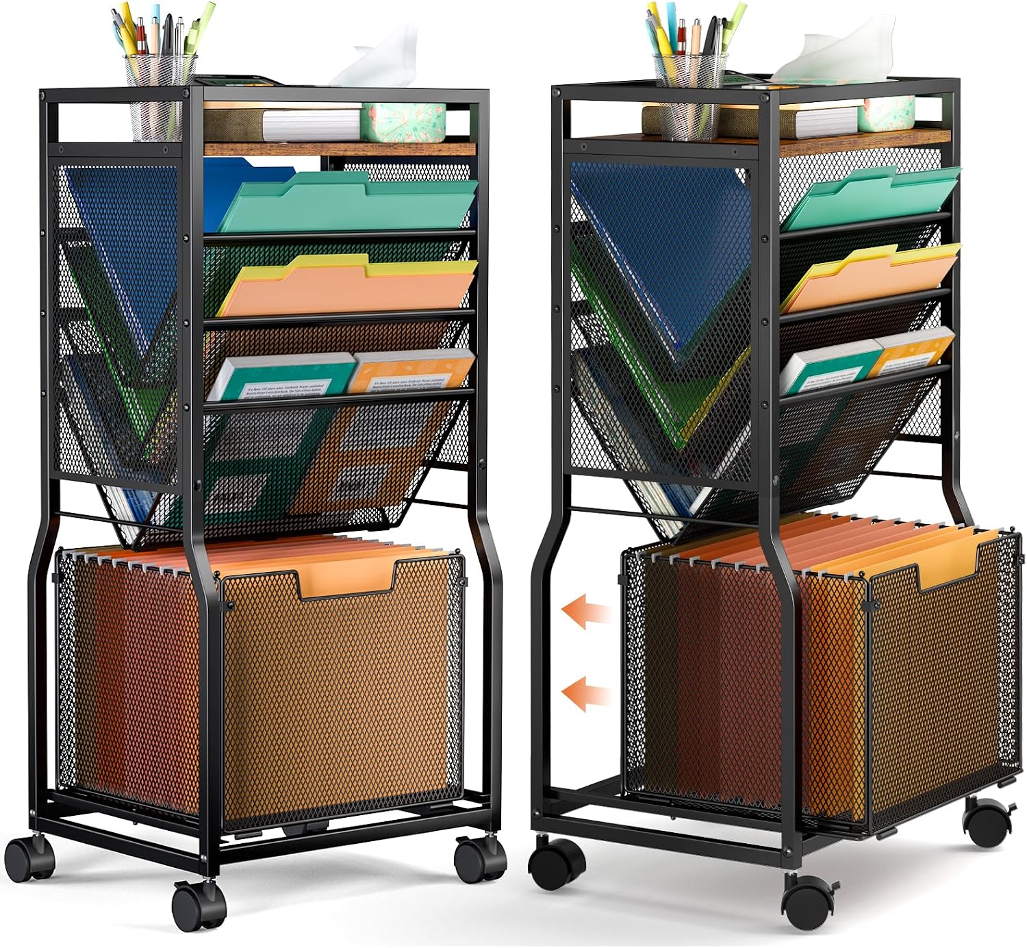 8 Tier Rolling File Cart Dual Access Desk Storage Organizer