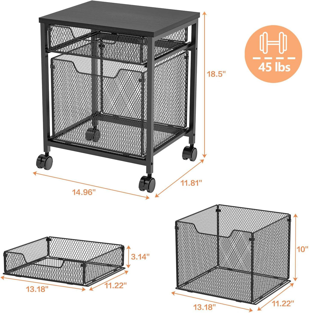 Lockable Rolling File Cart Printer Desk Storage Organizer