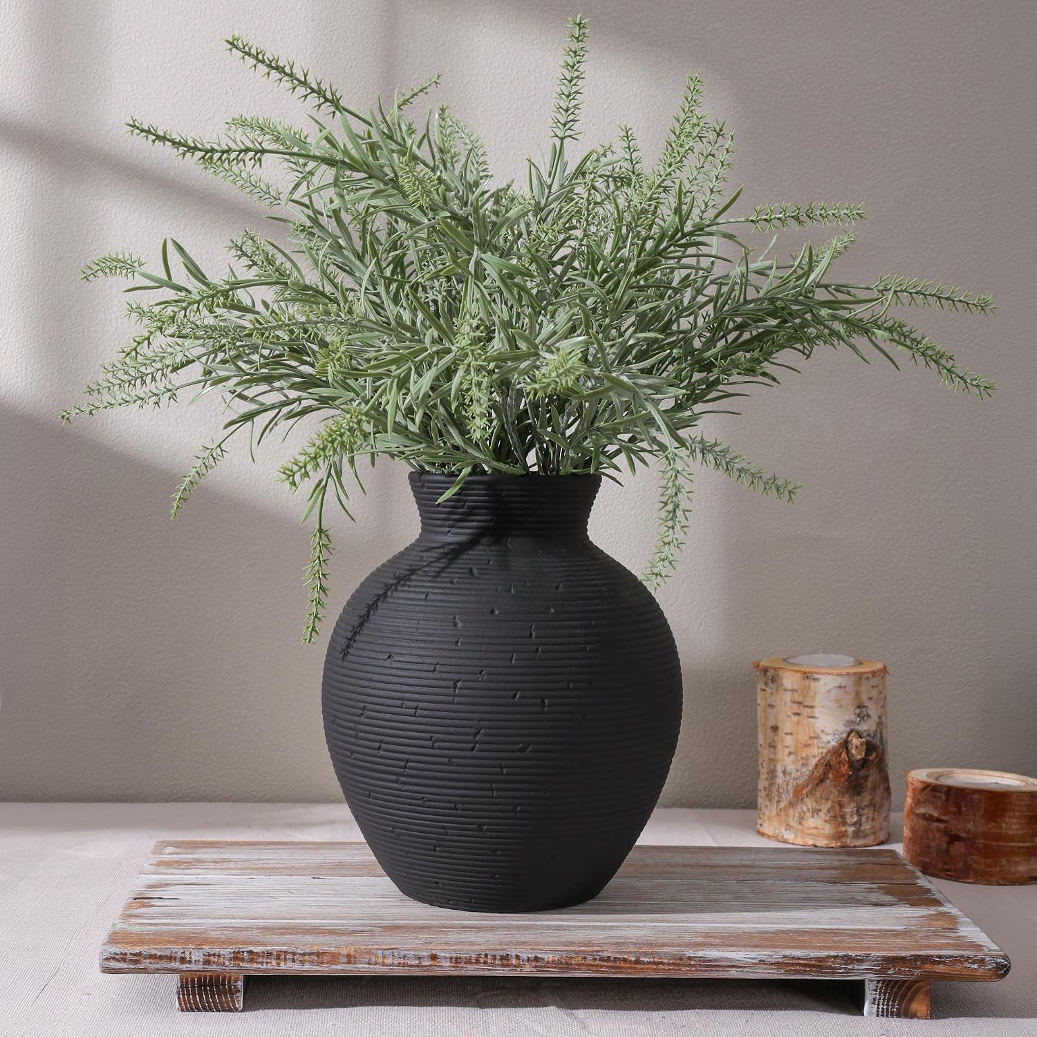 Black Retro Farmhouse Ceramic Flower Vase