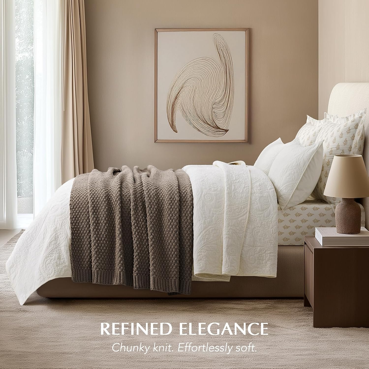Brown Chunky Chenille Knit All Season Throw Blanket
