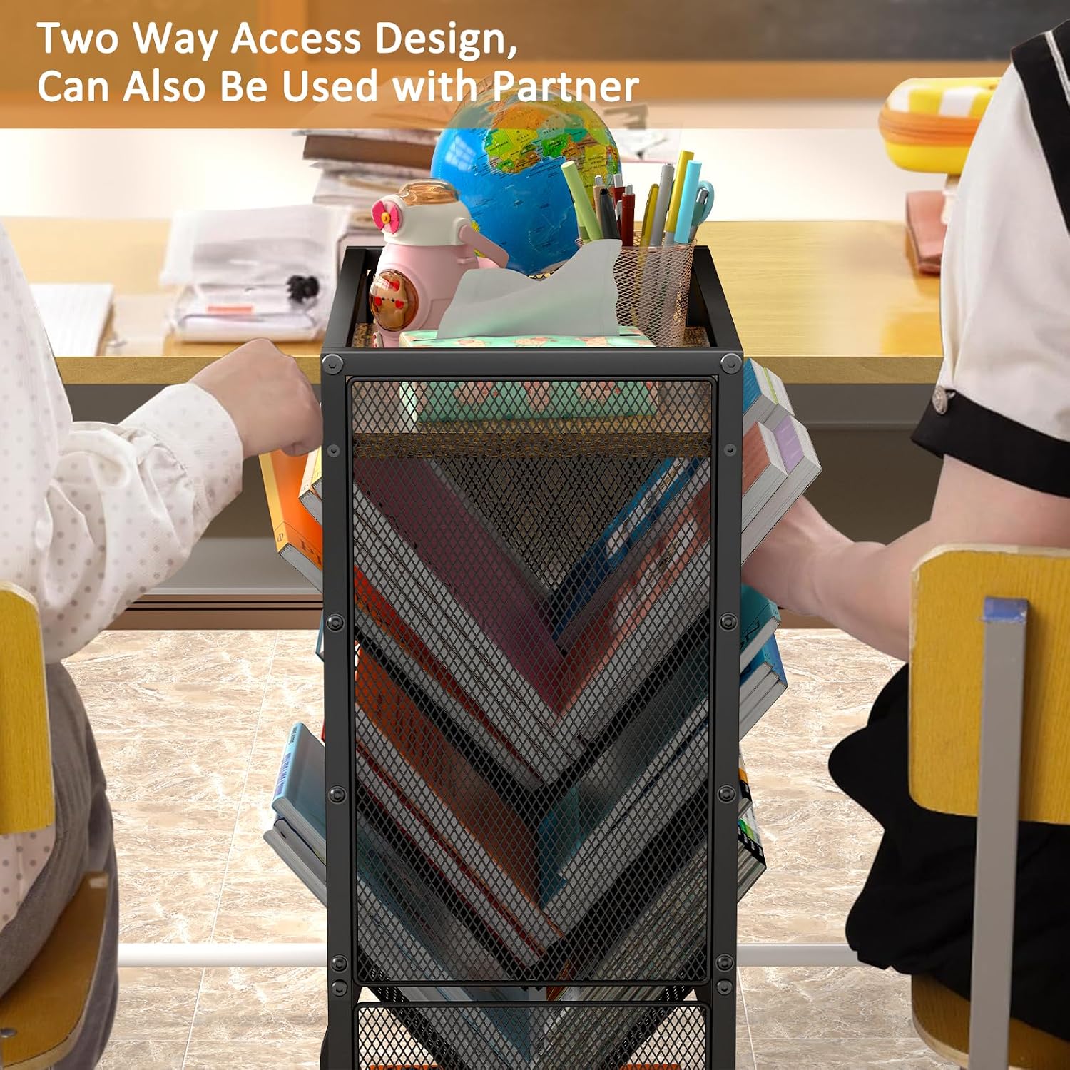 8 Tier Rolling Book Cart Mobile Storage Organizer
