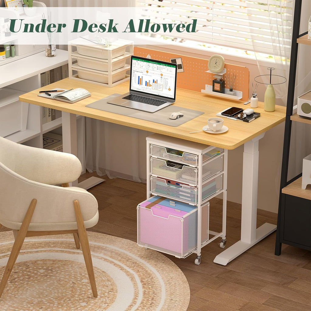 White 4 Drawer Rolling File Cart Desk Storage Organizer