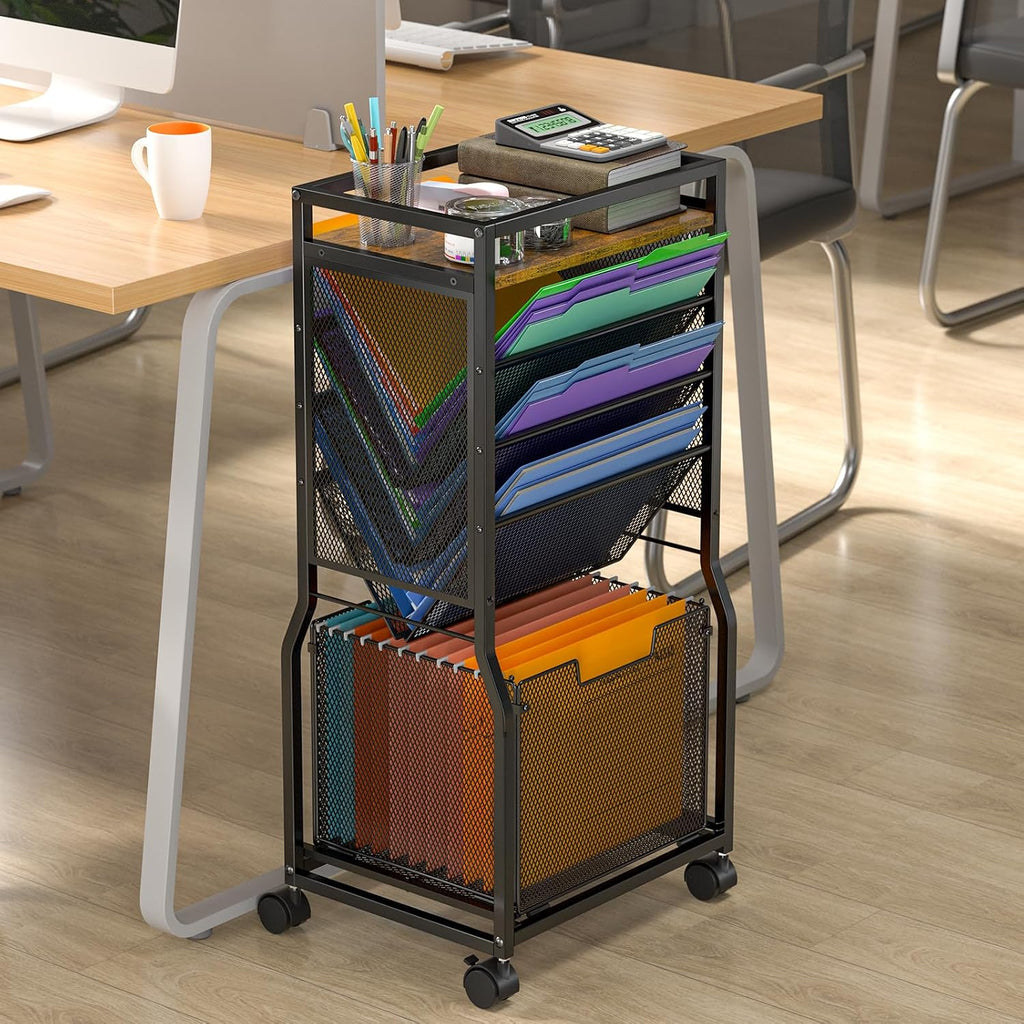 8 Tier Rolling File Cart Dual Access Desk Storage Organizer