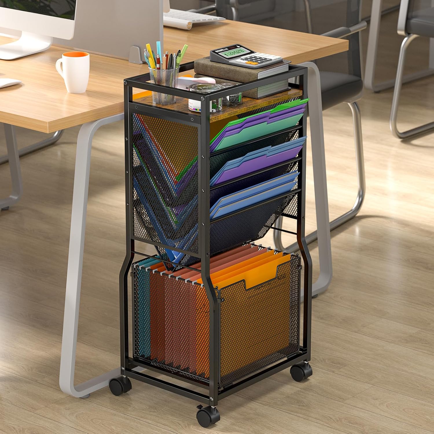 8 Tier Rolling File Cart Dual Access Desk Storage Organizer