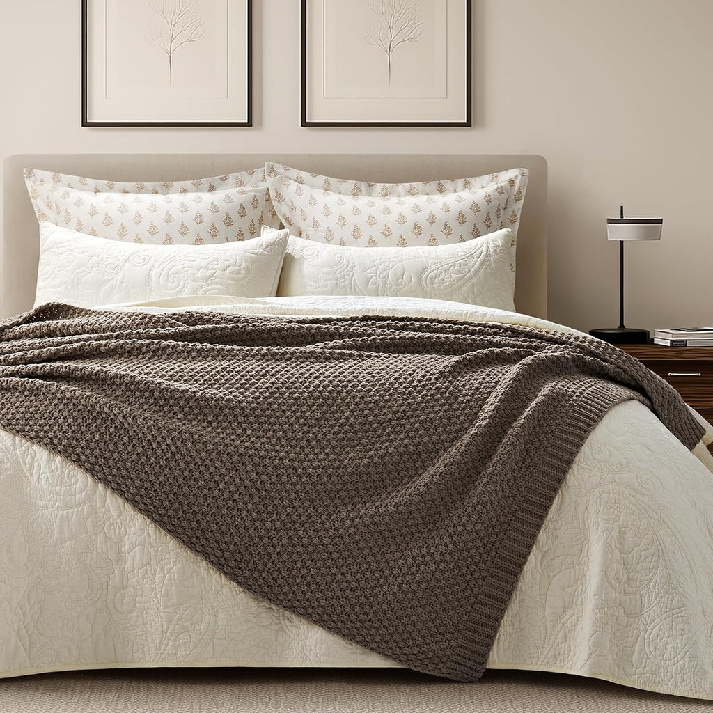 Brown Chunky Chenille Knit All Season Throw Blanket