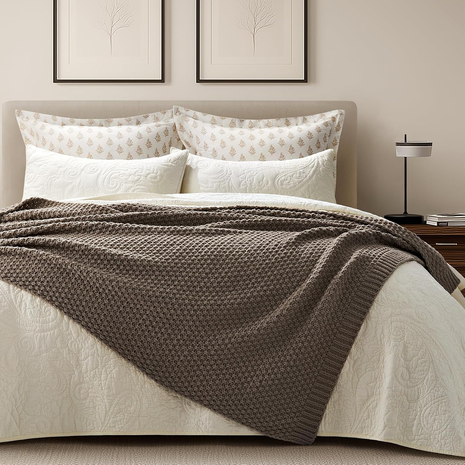 Brown Chunky Chenille Knit All Season Throw Blanket