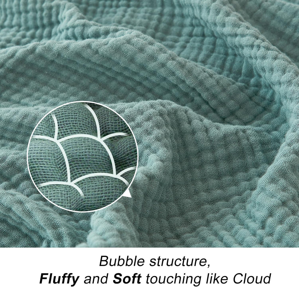 Teal 4 Layer Muslin Cotton All Season Throw Blanket