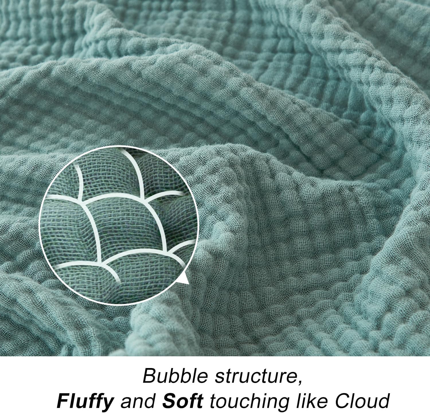 Teal 4 Layer Muslin Cotton All Season Throw Blanket