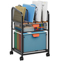 Dark Brown Lockable File Cart Adjustable Storage Organizer