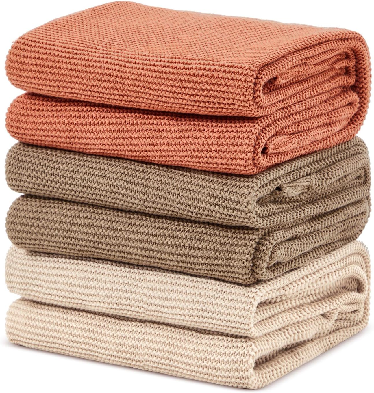Neutral Cotton Knit Baby Swaddle Throw Blanket