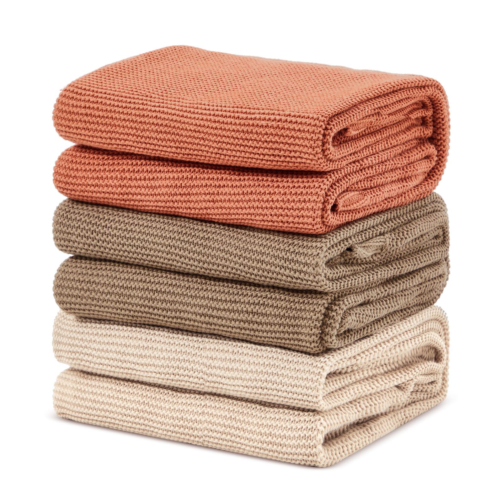 Neutral Cotton Knit Baby Swaddle Throw Blanket