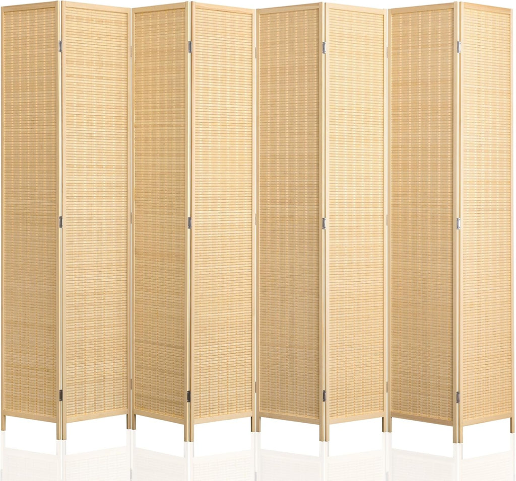 Natural 8 Panel Bamboo Folding Privacy Divider