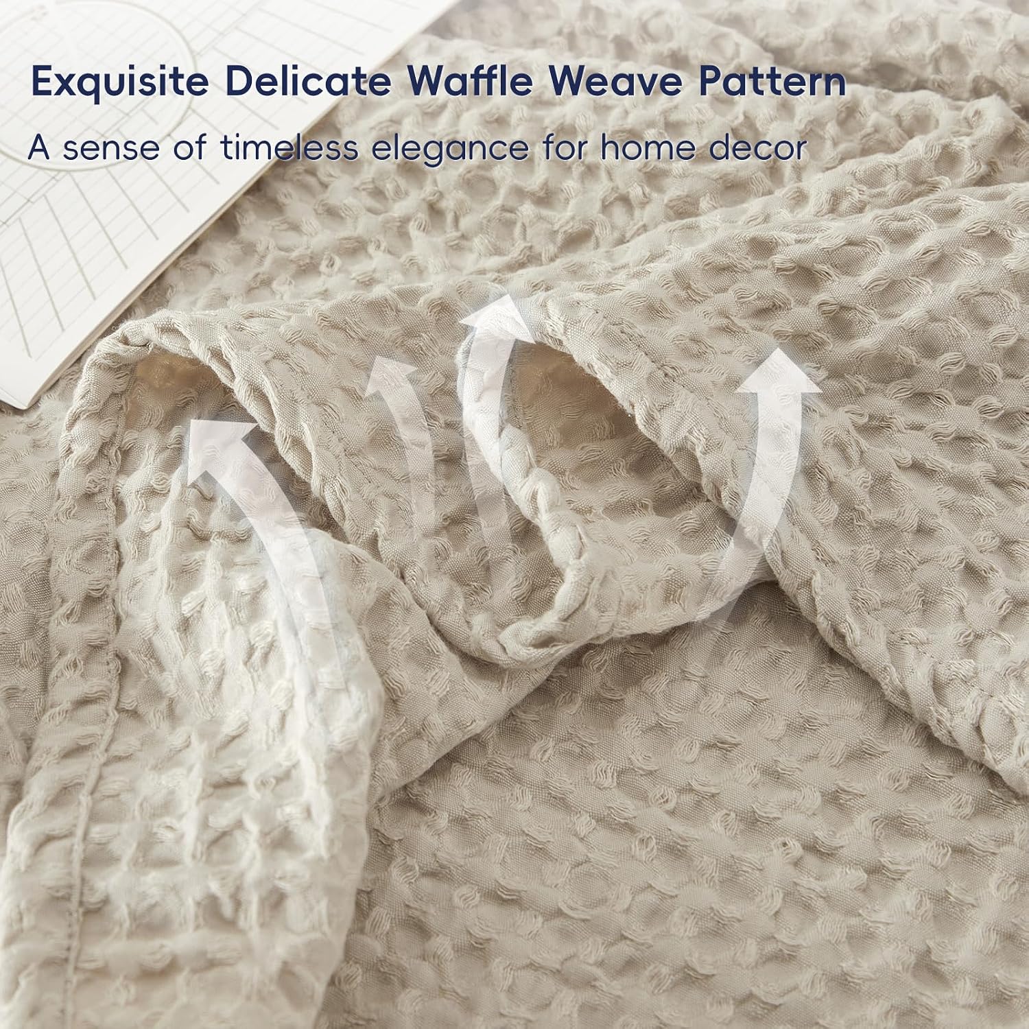 Khaki Waffle Weave Cooling Summer Throw Blanket