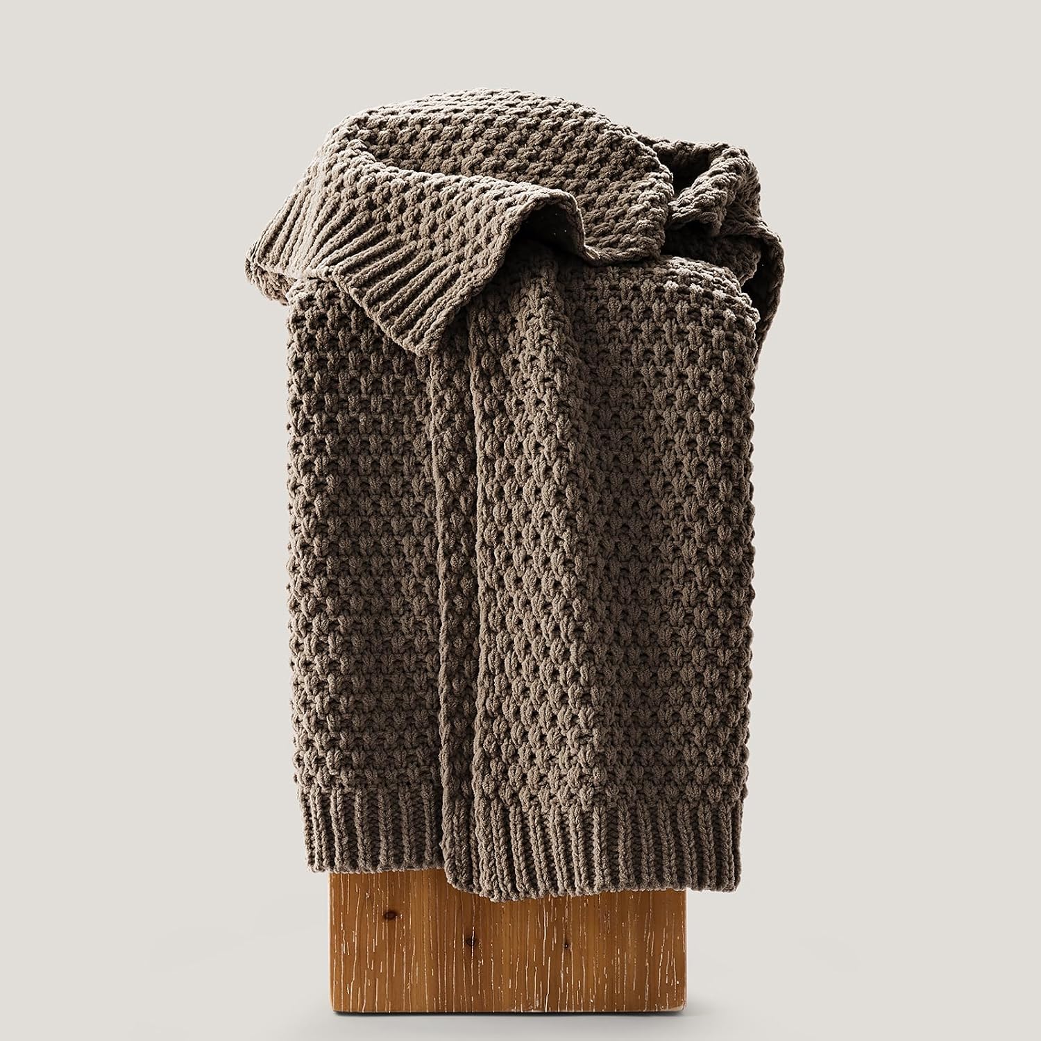 Brown Chunky Chenille Knit All Season Throw Blanket