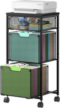 Black 3 Drawer Lockable Rolling File Storage Cart