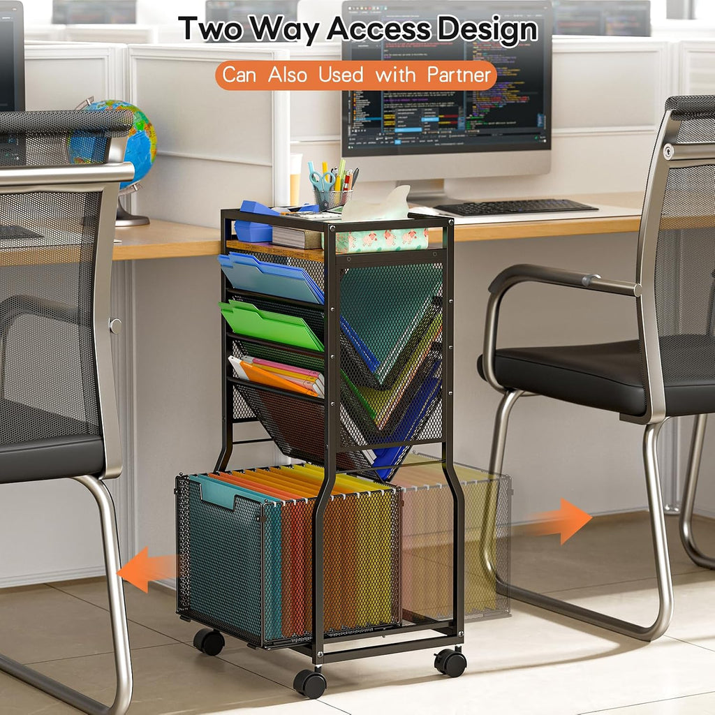 8 Tier Rolling File Cart Dual Access Desk Storage Organizer