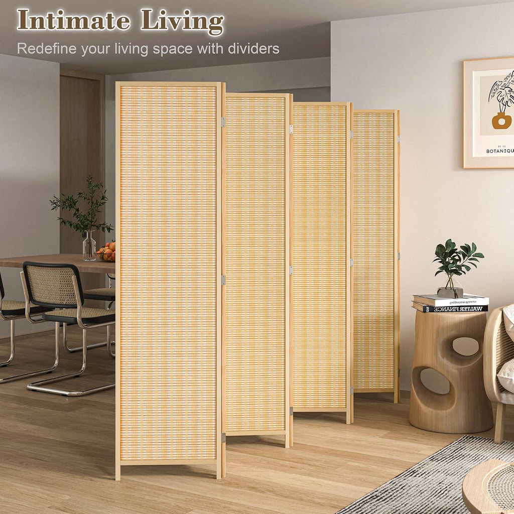 Natural 8 Panel Bamboo Folding Privacy Divider