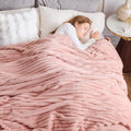 Pink Ribbed Flannel Queen Size All Season Blanket