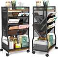 8 Tier Rolling Book Cart Mobile Storage Organizer