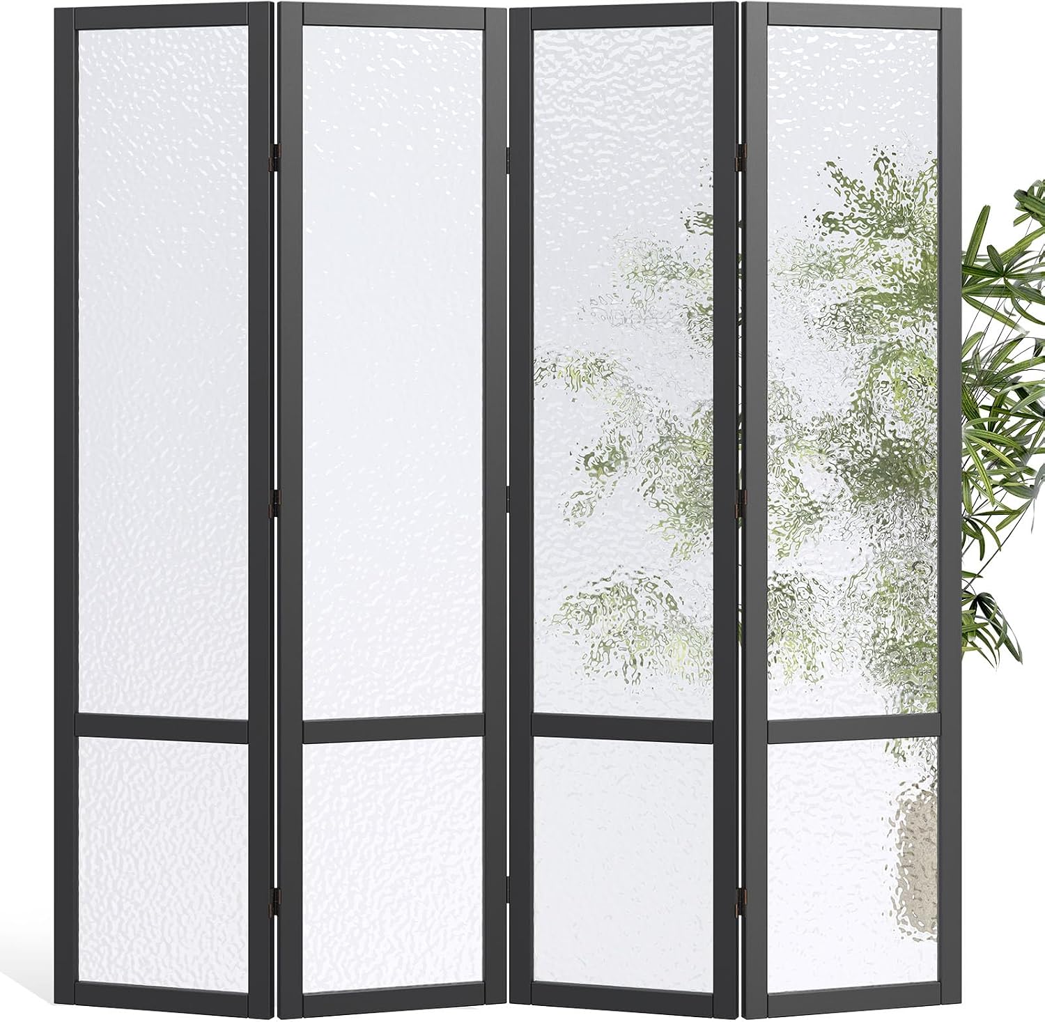Black 4 Panel Frosted Acrylic Room Divider